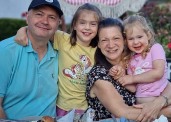 Maxie Allen and Rosalind Levine pictured with their daughters at their home in Borehamwood