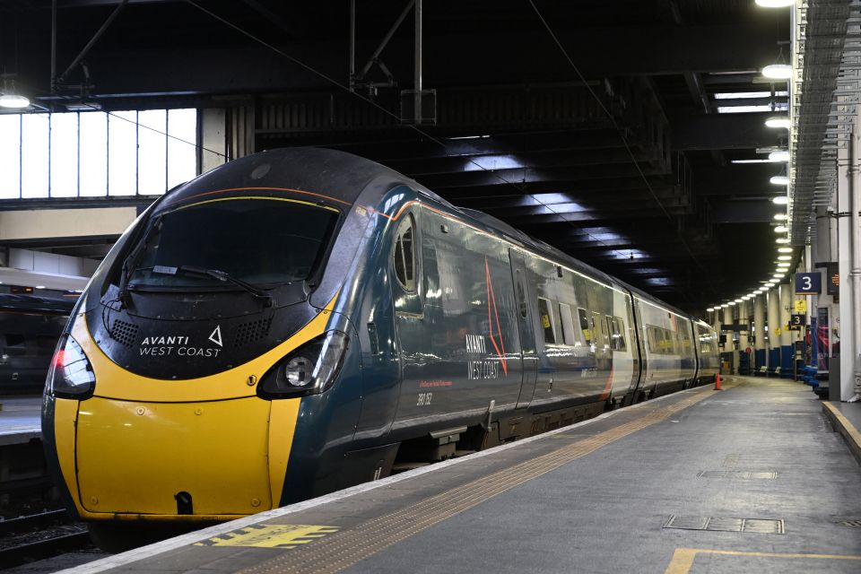 An Avanti West Coast train parked at Euston Station in London.