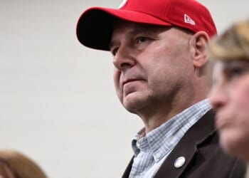 Then-Republican candidate for Pennsylvania governor Doug Mastriano addresses the media after a rally in Manheim, Pennsylvania, on Oct. 29, 2025.