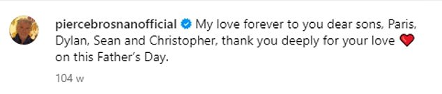 Pierce appeared to reach out to Chris in a Father's Day post back in June 2022. However while Pierce beamed alongside his other three sons Paris, Dylan and Sean, Chris was not present