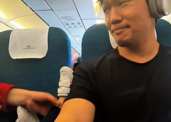 Paul Lee, originally from the U.S. but now based in Thailand , posted a short clip to his TikTok page, @iampaullee, which showed him sitting patiently in his window seat during the toddler's mid-air tantrum