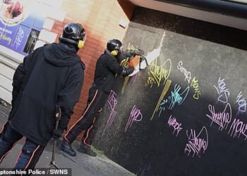 Officers used chainsaws to smash their way into the disused Aspers casino in Northampton town centre at around 9am yesterday