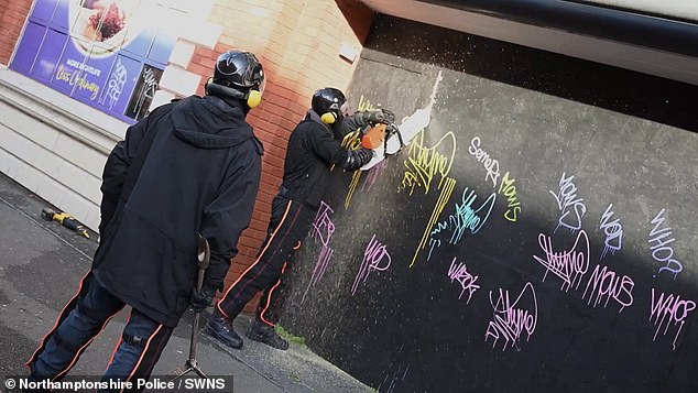 Officers used chainsaws to smash their way into the disused Aspers casino in Northampton town centre at around 9am yesterday