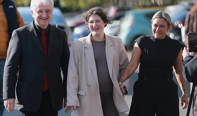 Bella Culley, seen with her mum Lyanne and lawyer Malkhaz Salakaia, after her release yesterday, is due to fly back into the UK tonight