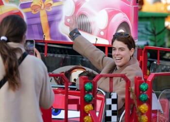 Princess Eugenie left the recent woes of her parents behind her as she treated her sons to a family day out at Winter Wonderland in London's Hyde Park