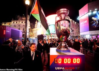 A pro-Palestine group has gatecrashed UEFA's official launch event for Euro 2028 in London