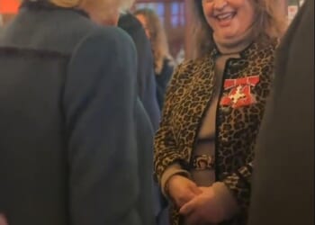 Queen Camilla and Gavin and Stacey star Ruth Jones (pictured) shared an amusing moment today, when Her Majesty asked the actress if she had 'lost masses of weight'