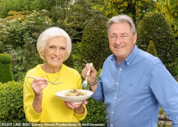 Mary Berry (pictured left) and Alan Titchmarsh (right) were featured cooking together in the latest episode of 'Mary at 90' on BBC