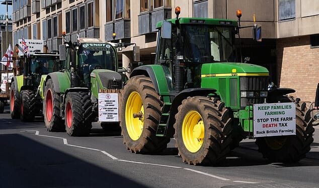 Mowed down: Farmers protested against the tax changes over the summer