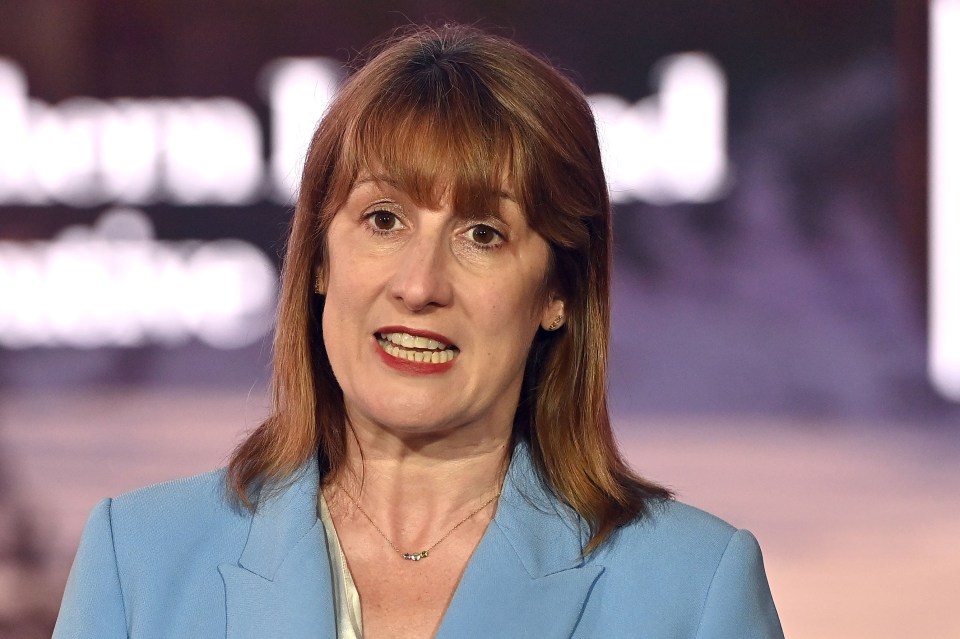 Chancellor of the Exchequer Rachel Reeves speaking to reporters in front of a blurred background.