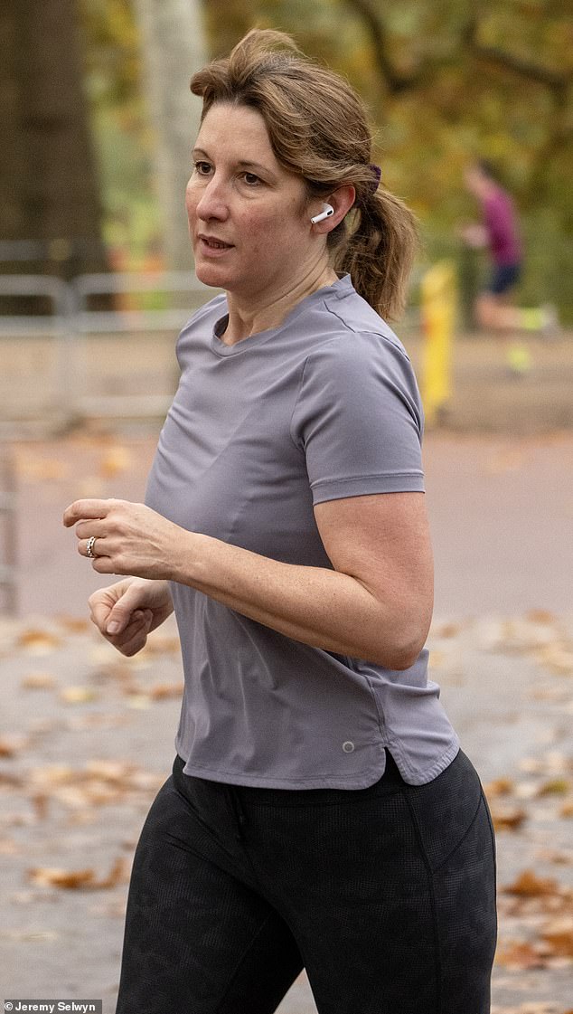 Rachel Reeves all but admitted yesterday that in her Budget this month she will break Labour ’s election manifesto promise not to raise income tax, National Insurance or VAT. She is pictured running in Hyde Park yesterday morning