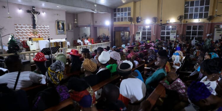 Christians gather in a church in Ogun, Nigeria on Dec. 31, 2023.