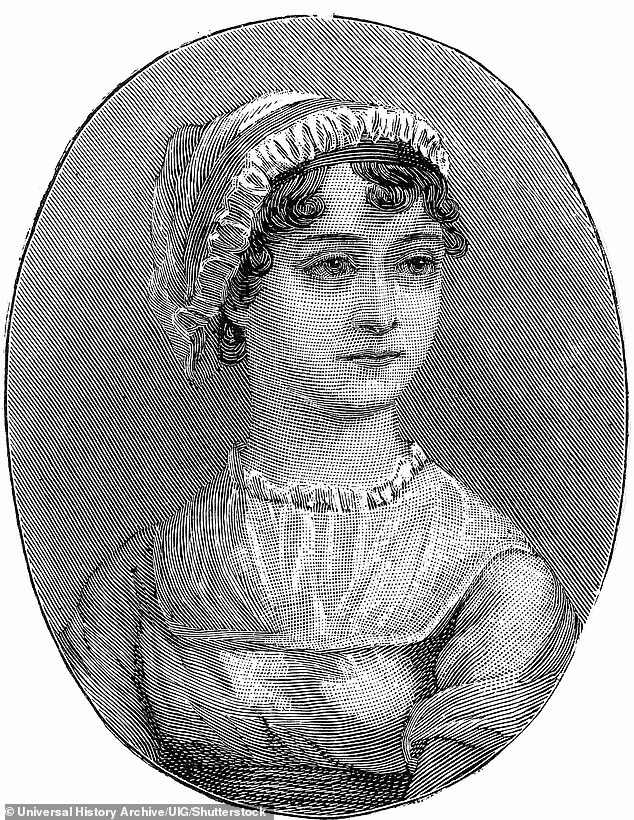 Jane Austen (1775-1817) remembered for her six great novels Sense and Sensibility, Pride and Prejudice, Mansfield Park, Emma, Persuasion, and Northanger Abbey. Engraving. History