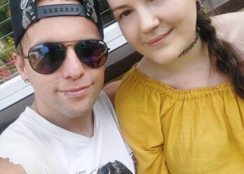 Sonia Exelby (pictured, right, with her boyfriend Steve Hunt) flew to Florida last month 'seeking a violent death'