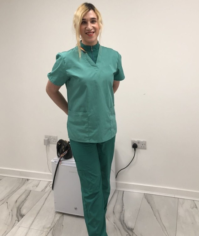 Vivienne Taylor pictured herself in medical scrubs after she had completed a course in aesthetics