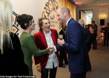 Prince William had Ronnie Wood and his wife Sally in fits of the giggles on Wednesday night, as he chatted to the couple during the 2025 Tusk Conservation Awards at The Savoy Hotel in London