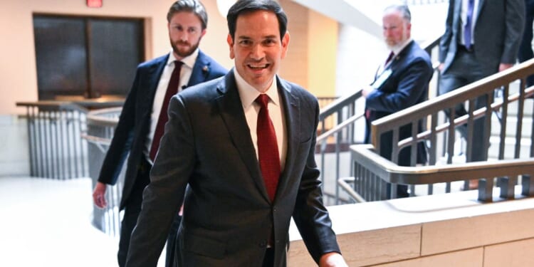US Secretary of State Marco Rubio arrives to a briefing at the US Capitol in Washington, DC on Nov. 5, 2025.