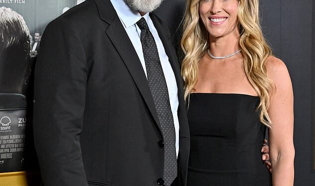 Russell Crowe opened up about his relationship with his much younger girlfriend, Britney Theriot, on Sunday's 60 Minutes. Pictured: Russell and Britney on the red last month in Los Angeles