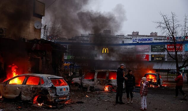 Three people were killed and more than 30 injured in the Russian overnight air assault on Kyiv