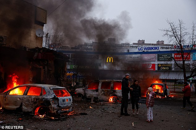 Three people were killed and more than 30 injured in the Russian overnight air assault on Kyiv