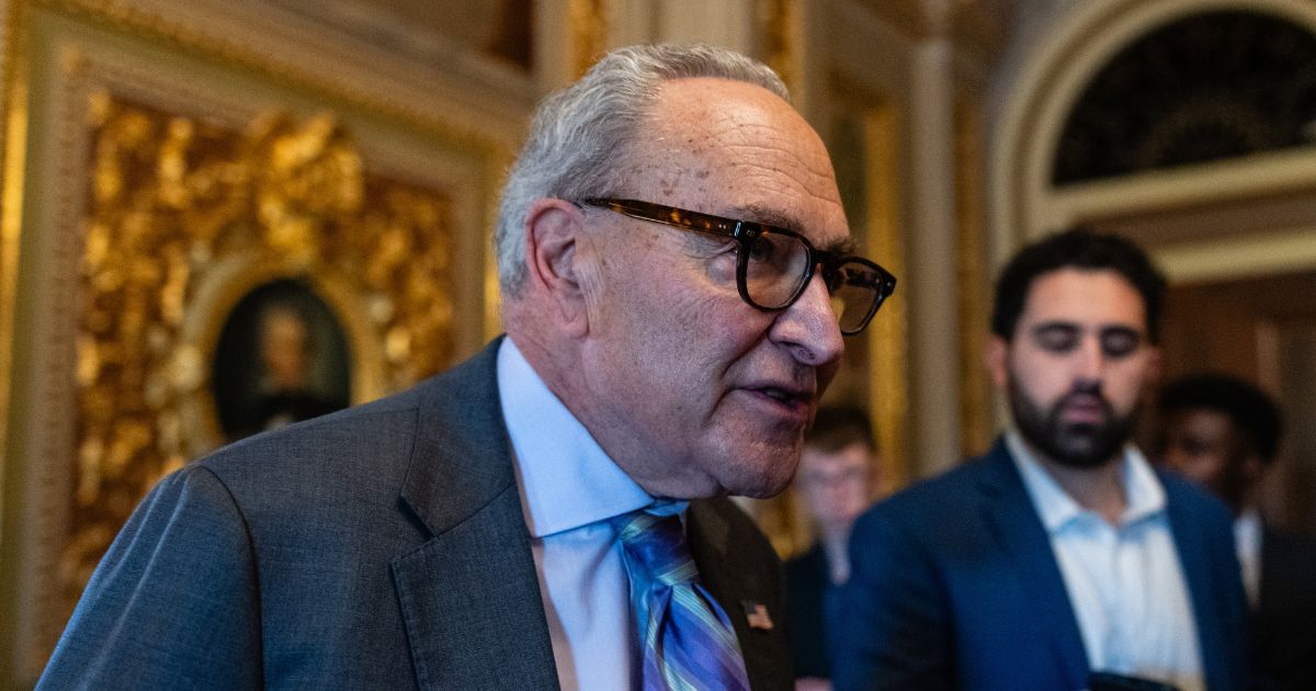 Senate Minority Leader Chuck Schumer departs a Democratic luncheon at the U.S. Capitol on Nov. 6, 2025, in Washington, D.C.