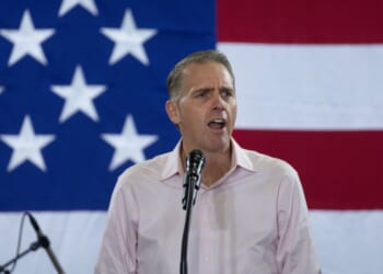 Conservative commentator Scott Jennings speaks at the Ashley's BBQ Bash fundraiser hosted by U.S. Rep. Ashley Hinson on Aug. 23, 2025, in Cedar Rapids, Iowa.