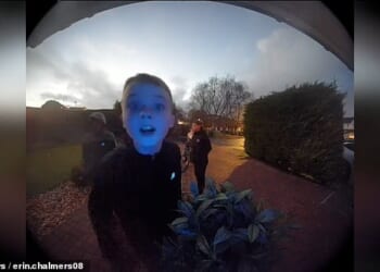 'This is to get you in the Christmas spirit,' Cameron tells the Ring Doorbell camera, as they finish singing the Christmas classic