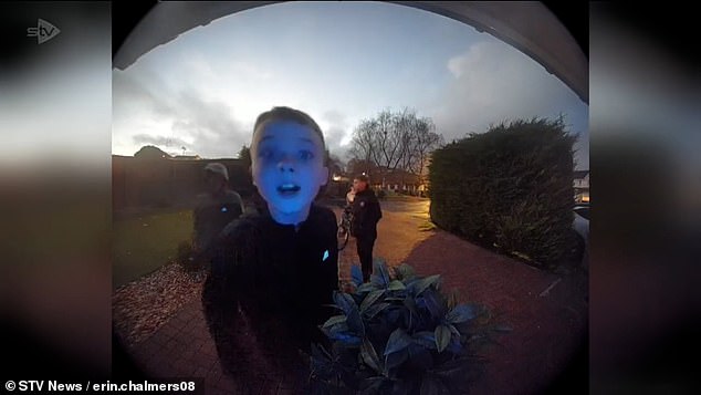 'This is to get you in the Christmas spirit,' Cameron tells the Ring Doorbell camera, as they finish singing the Christmas classic