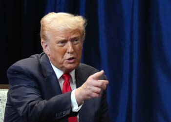 President Donald Trump points his finger during a meeting at Kuala Lumpur, Malaysia, on Oct. 26, 2025.