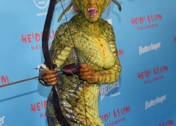 This year, she was dressed as Medusa from Clash of the Titans, as she looked completely unrecognizable in a green, head-to-toe snakeskin look and wild headpiece with rattlesnakes coming out of her head