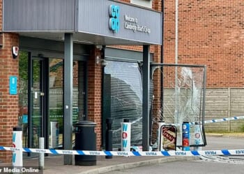 Among his crimes, an ATM was stolen from a Co-op in Whetstone, Leicester on July 9