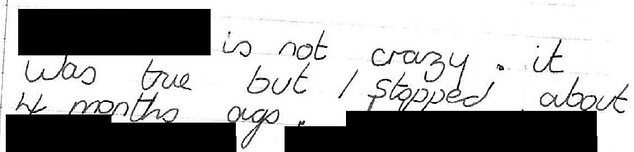 An excerpt of the letter in which Carrick made a partial confession to abusing the schoolgirl