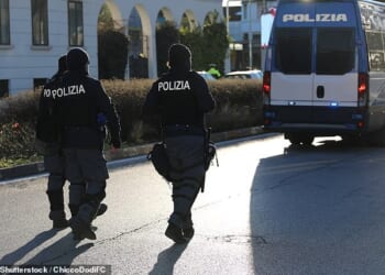 Italian police patrolling the streets of Rome. Investigators are probing after a man was forced to watch as migrants raped his 18-year-old fiancee
