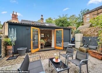 A one-bedroom property is on the market for £225,000 – but it looks more like a shed at the bottom of a garden