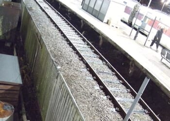 Footage shows the moment the innocent man walked down the train platform at Huntingdon moments before he was tasered