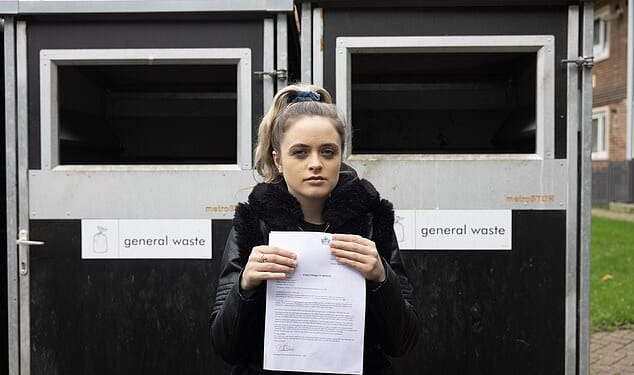 Single mother is fined £1,000 for fly-tipping by Labour-run council after she put an ENVELOPE next to overflowing bins