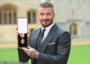Sir David Beckham, 50, has admitted 'it's been an emotional day' as he reflected on his remarkable achievement of being knighted on Tuesday