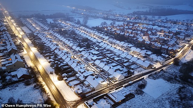 Overnight snow at Leadgate in County Durham this morning as weather warnings continue