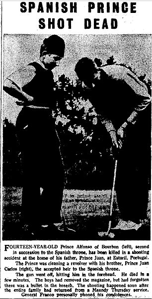 The Daily Mail's report on the death of Alfonso, Juan Carlos's younger brother