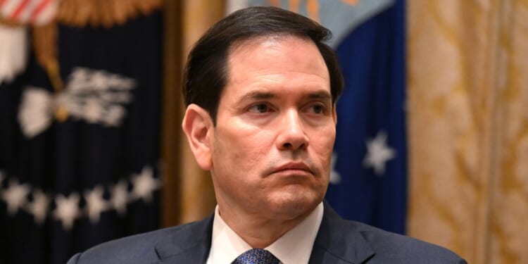 Secretary of State Marco Rubio attends a meeting with President Donald Trump and Prime Minister of Hungary Viktor Orban in the Cabinet Room of the White House on Nov. 7, 2025, in Washington, D.C.