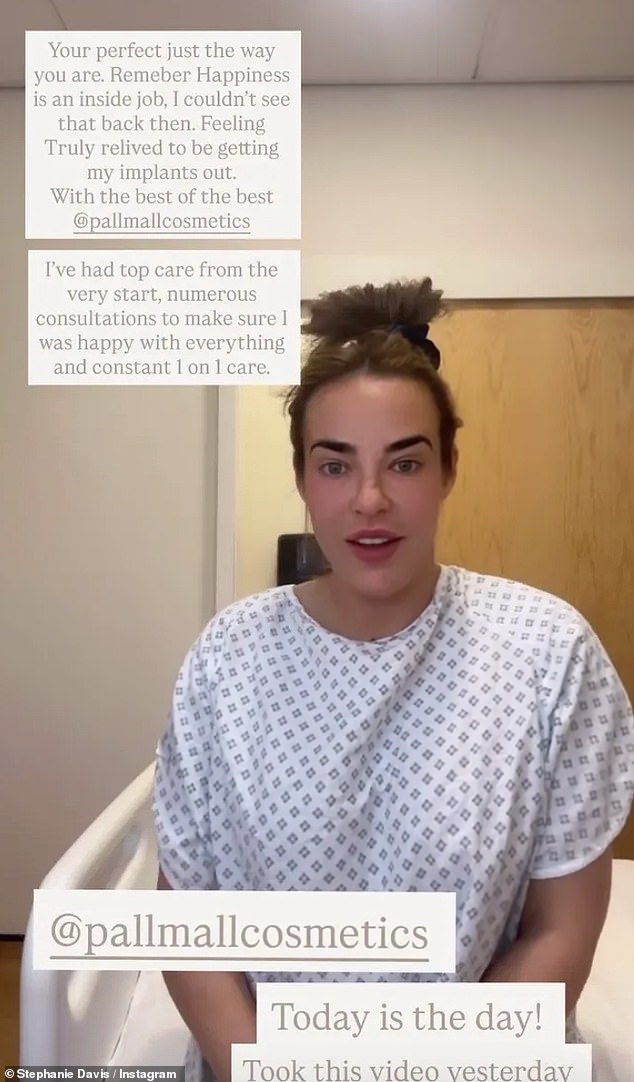 Stephanie Davis has admitted she has been worrying she 'won't wake up' as she filmed herself in a new clip ahead of her breast implants removal on Sunday