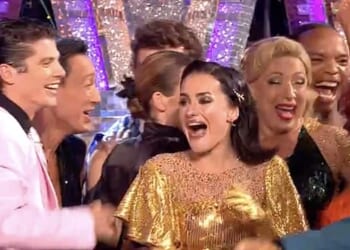 Strictly Come Dancing celebrities cheered in delight as Tess Daly revealed that no one will be eliminated this week - just minutes after La Voix was forced to withdraw from the competition