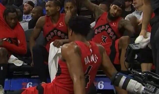 Raptors star Brandon Ingram struck a Philadelphia 76ers staffer in the face with a bottle