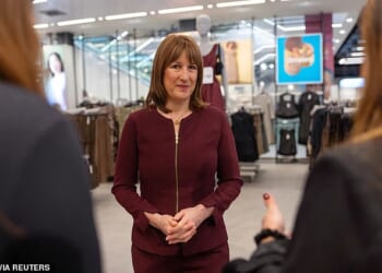 Food prices are set to rise, as a U-turn by Rachel Reeves will hit supermarkets with a higher business rates bill. Pictured: British Chancellor of the Exchequer, Rachel Reeves, looks on as she speaks with staff at a Primark store in London, England, November 24, 2025