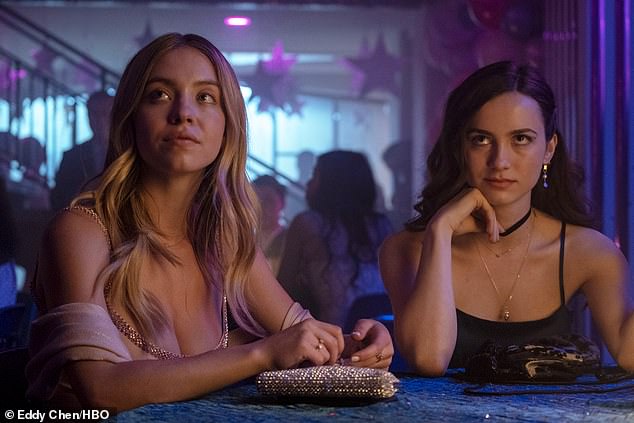The actress with her on-screen sister Lexi Howard, played by Maude Apatow, 27,  in season one of Euphoria