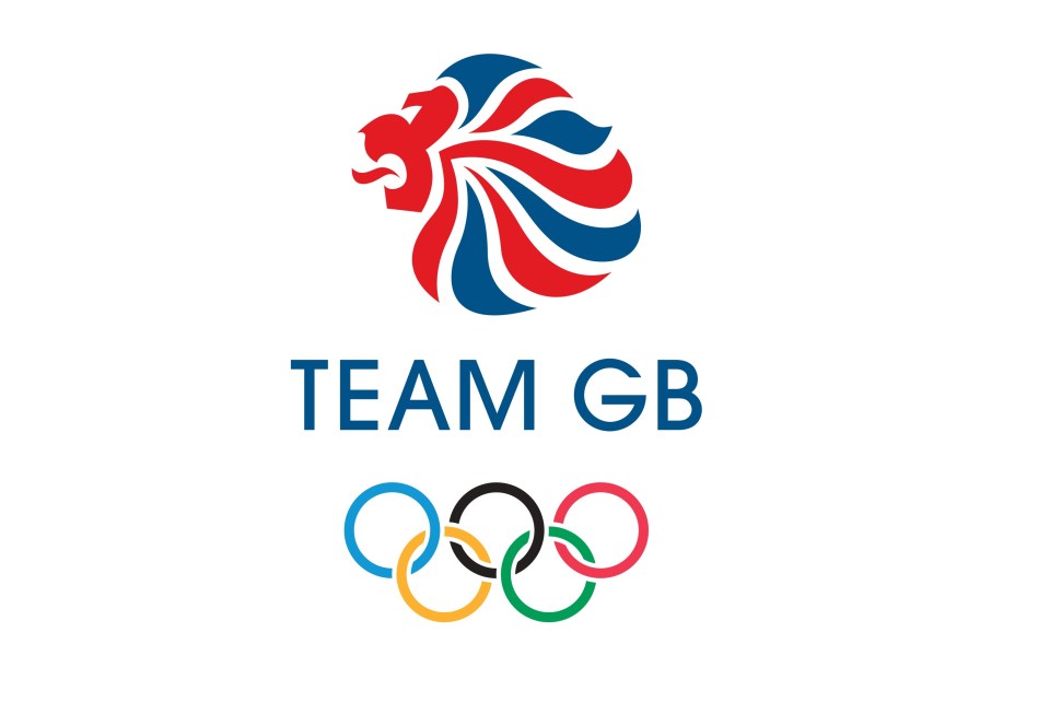 Team GB logo featuring a red and blue lion head above "TEAM GB" text and the Olympic rings.
