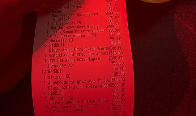 The eye-watering bar bill run up by a mystery former sportsman for his table of 12 at a Manchester nightclub