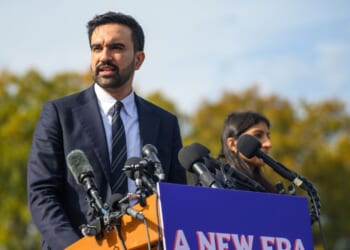 Mayor-Elect Zohran Mamdani speaks during a press conference at the Unisphere on Nov. 5, 2025, in the Queens borough of New York City.