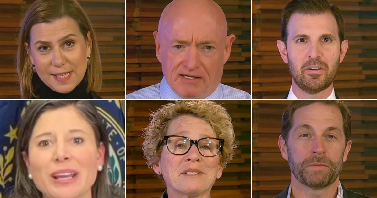 The six Democrats in the video include, from top row, left to right, Sen. Elissa Slotkin of Michigan, Sen. Mark Kelly of Arizona, and four House members, including Reps. Chris Deluzio of Pennsylvania, Maggie Goodlander of New Hampshire, Chrissy Houlahan of Pennsylvania, and Jason Crow of Colorado.