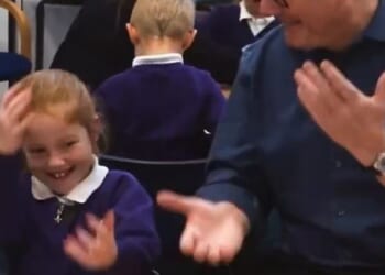 Sir Keir Starmer couldn't hide his smile as he performed a viral social media dance with school children